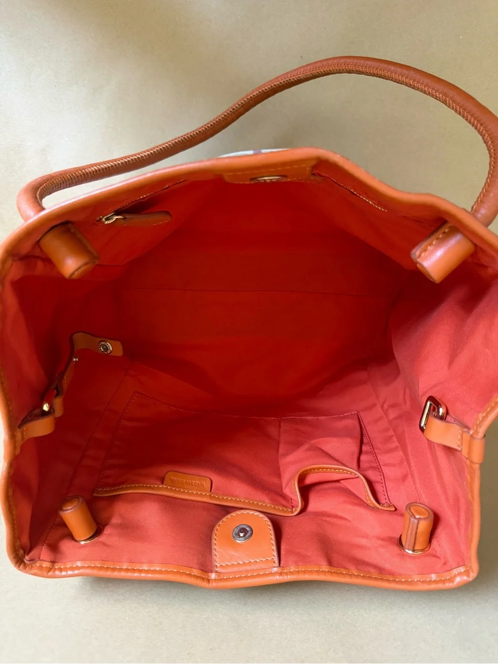 Burberry Orange Haymarket Check Coated Canvas